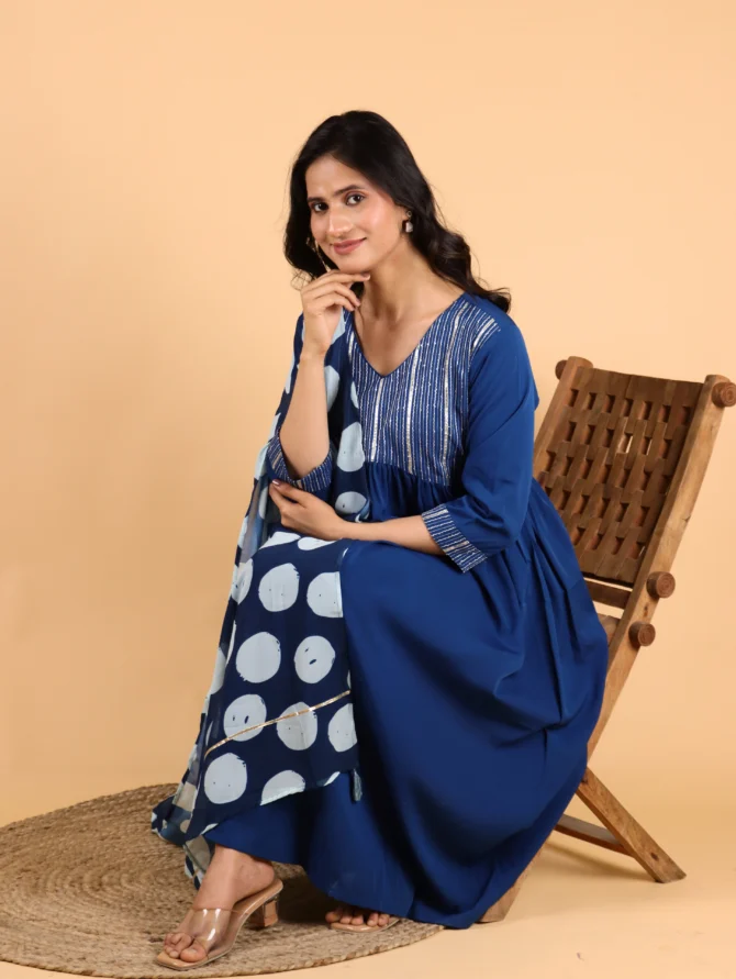 Teal Embroidered Kurta Set — Oceanveil Ensemble