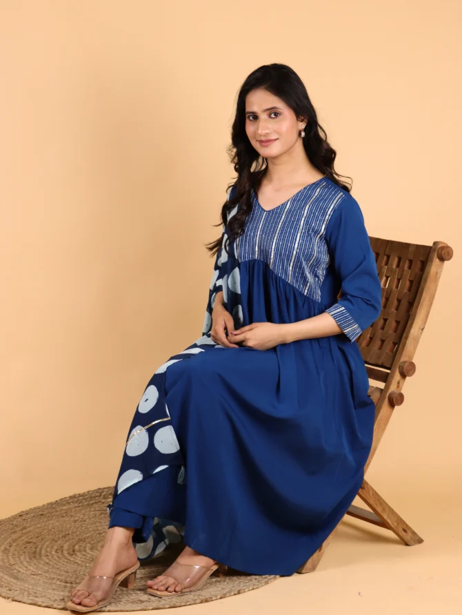 Teal Embroidered Kurta Set — Oceanveil Ensemble - Image 5