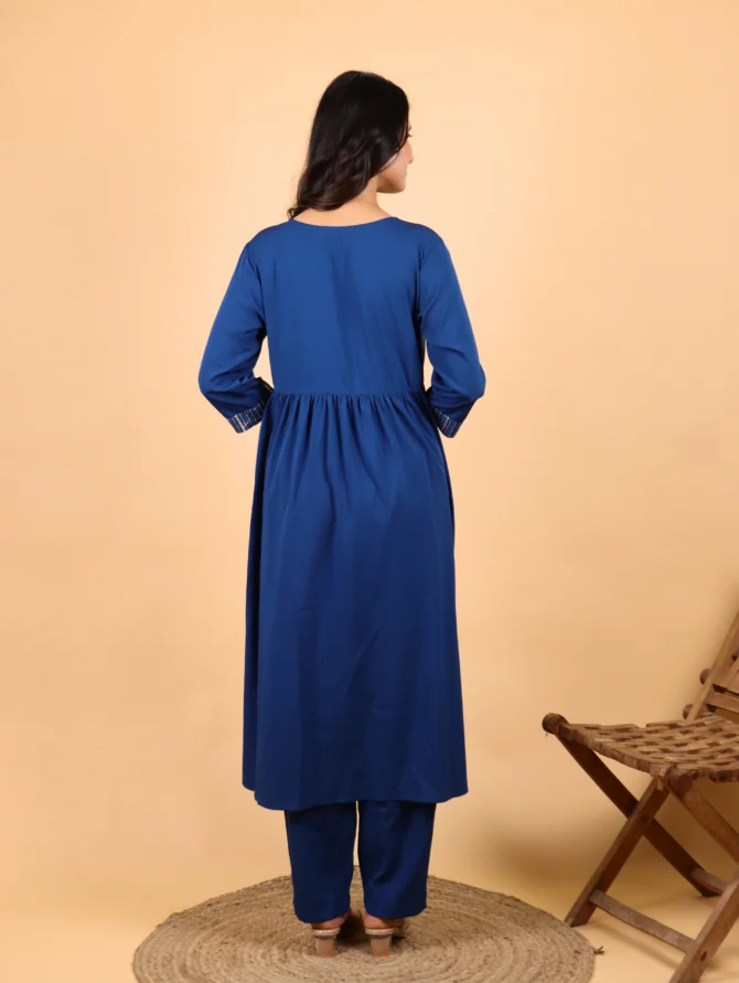 Teal Embroidered Kurta Set — Oceanveil Ensemble - Image 4