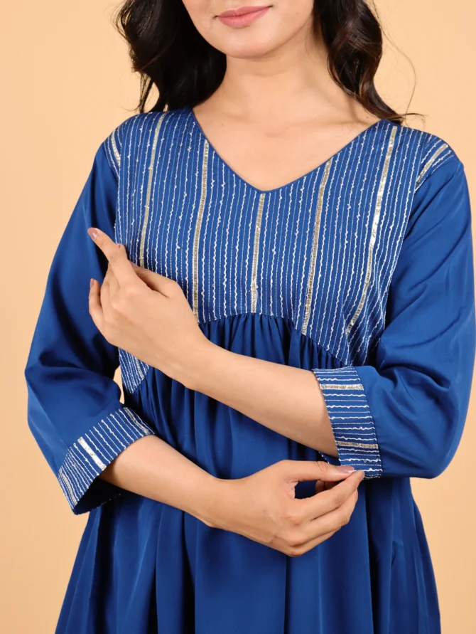 Teal Embroidered Kurta Set — Oceanveil Ensemble - Image 3