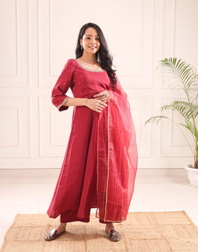 Seraphic Red Kurta Set – A Divine Elegance Beyond Time - Image 14