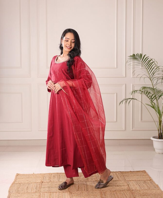 Seraphic Red Kurta Set – A Divine Elegance Beyond Time - Image 13