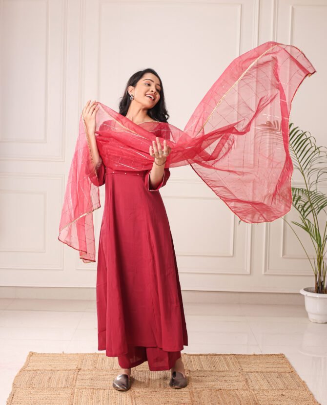 Seraphic Red Kurta Set – A Divine Elegance Beyond Time - Image 12