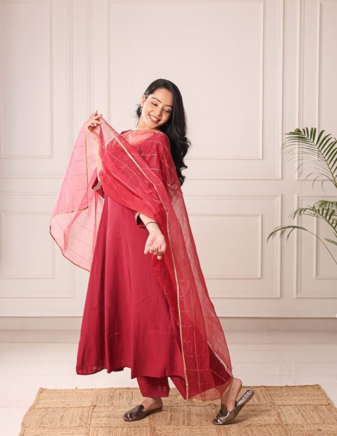 Seraphic Red Kurta Set – A Divine Elegance Beyond Time - Image 11