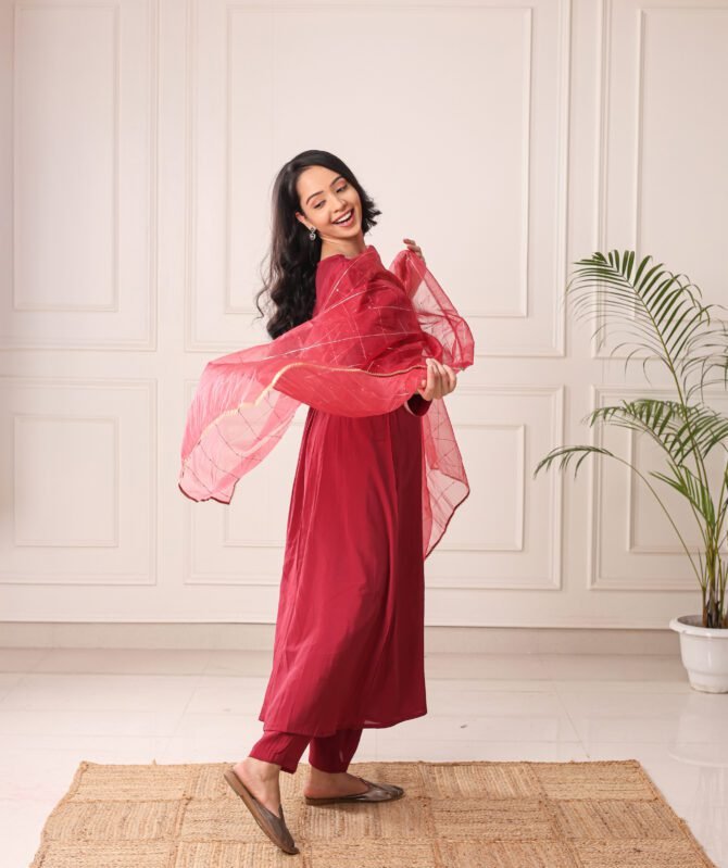 Seraphic Red Kurta Set – A Divine Elegance Beyond Time - Image 10