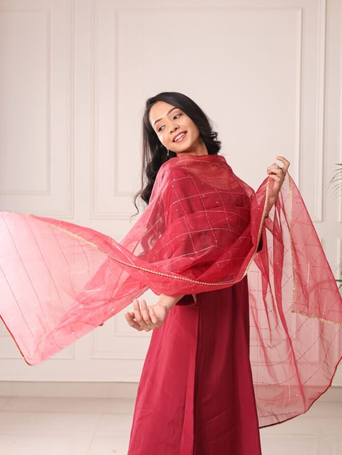 Seraphic Red Kurta Set – A Divine Elegance Beyond Time - Image 9
