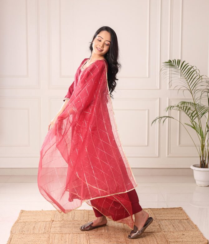 Seraphic Red Kurta Set – A Divine Elegance Beyond Time - Image 8
