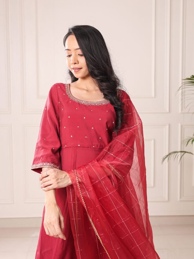 Seraphic Red Kurta Set – A Divine Elegance Beyond Time - Image 7