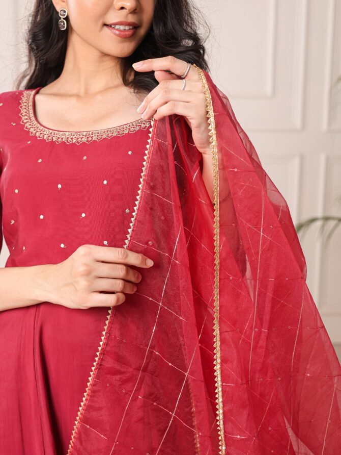 Seraphic Red Kurta Set – A Divine Elegance Beyond Time - Image 6
