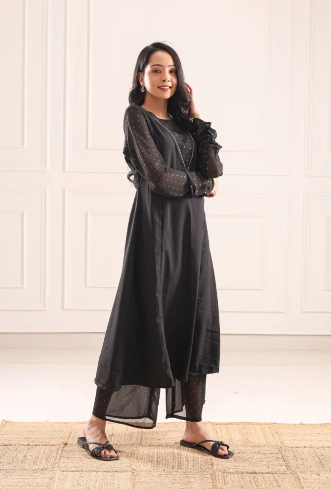 Midnight Aura Black Kurta Set – Timeless Elegance in Every Thread - Image 3