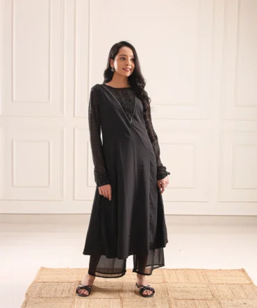 Midnight Aura Black Kurta Set – Timeless Elegance in Every Thread