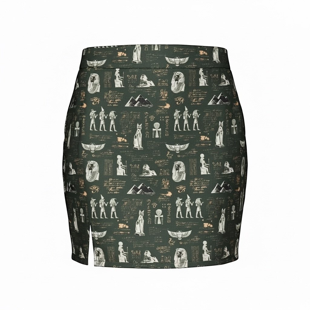 Desert Whiskers | Egyptian Cat Print Rayon Skirt for Women - Image 6