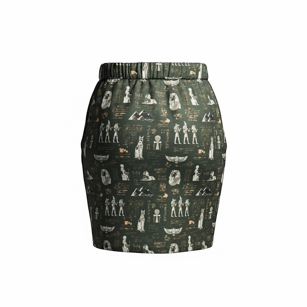 Desert Whiskers | Egyptian Cat Print Rayon Skirt for Women - Image 7