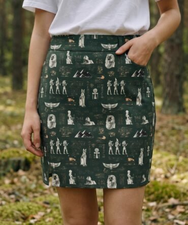 Desert Whiskers | Egyptian Cat Print Rayon Skirt for Women