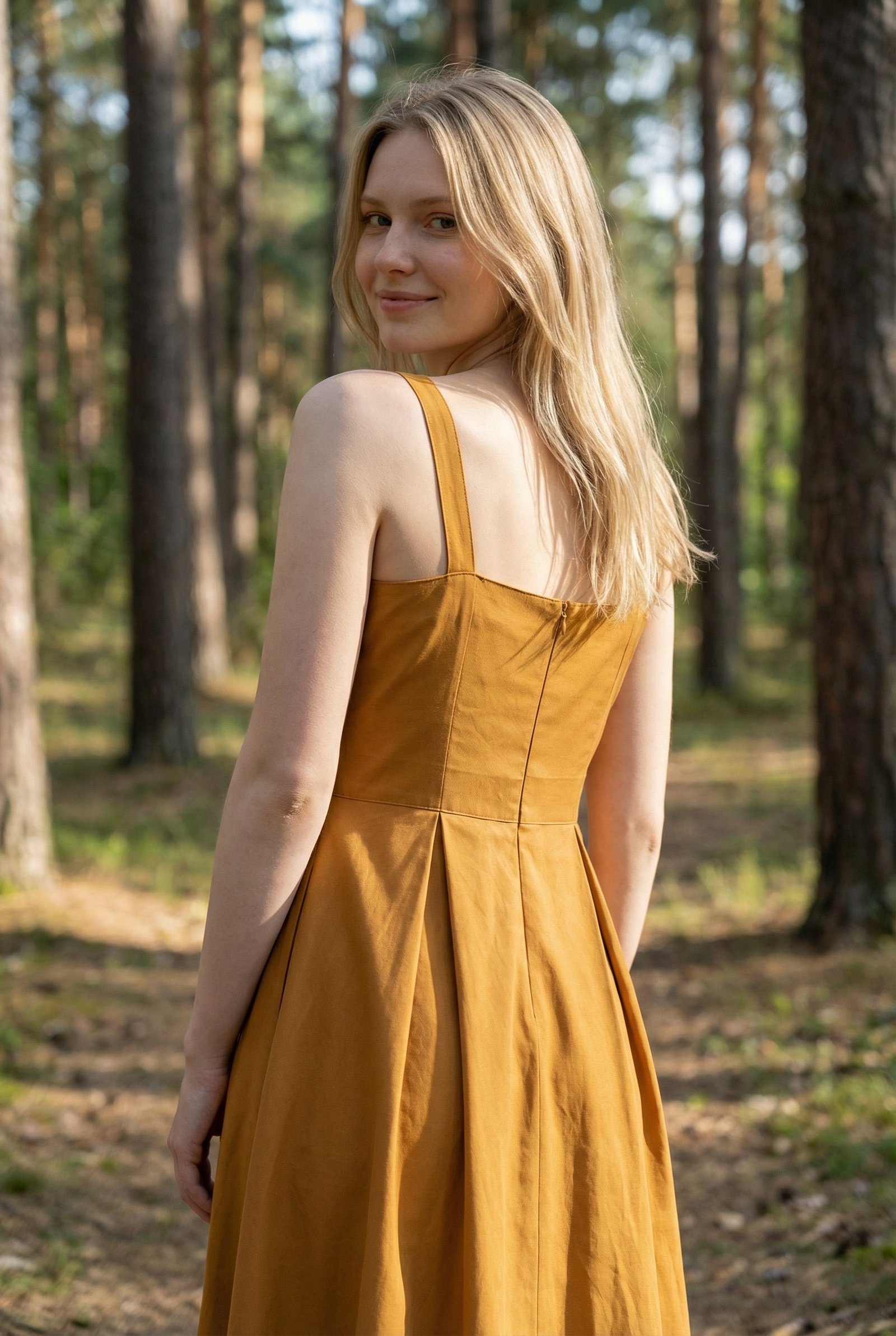 Amber Grove | Golden Meadow Cotton Sateen Dress for Women - Image 2