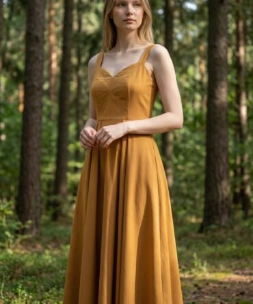 Amber Grove | Golden Meadow Cotton Sateen Dress for Women