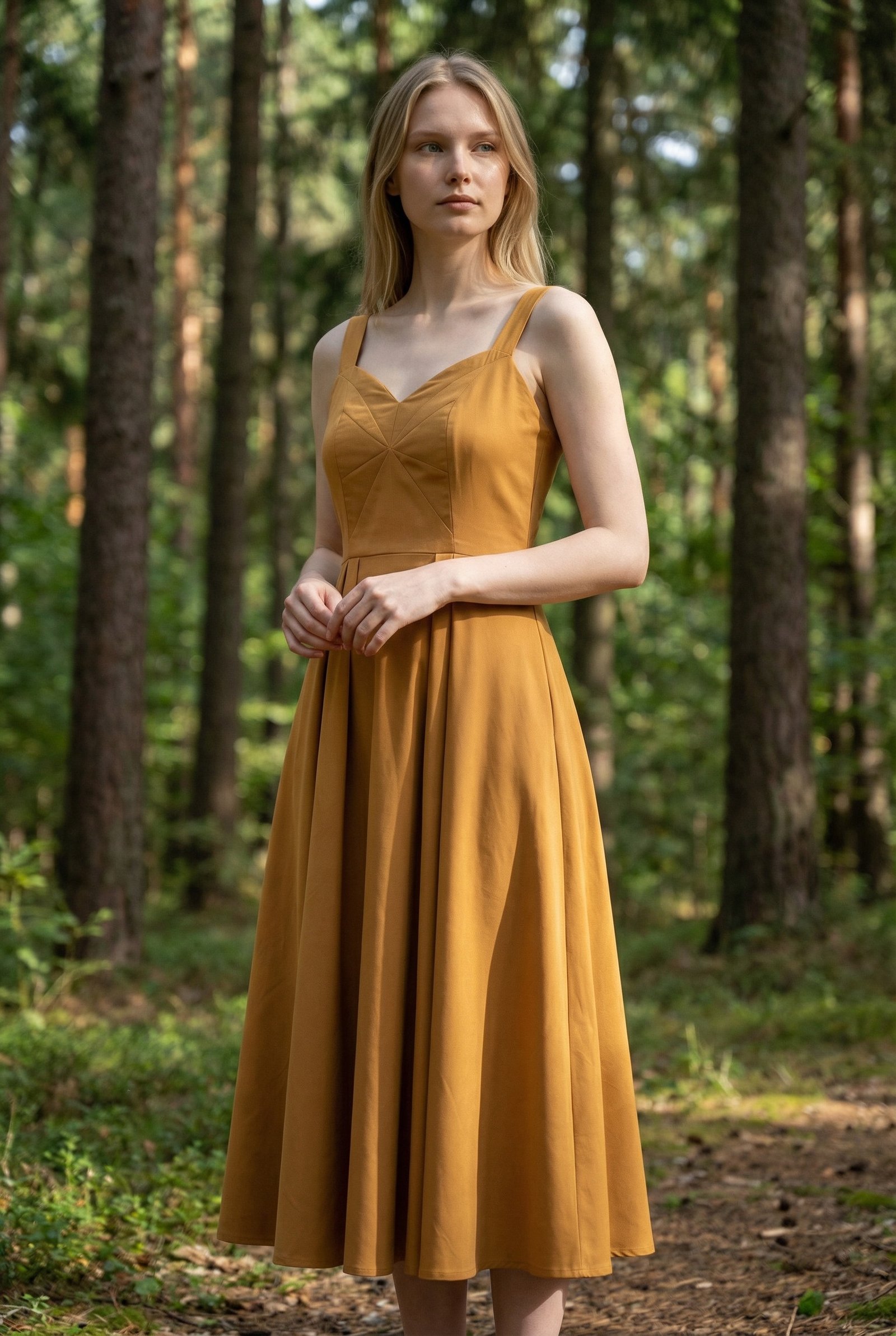 Amber Grove | Golden Meadow Cotton Sateen Dress for Women
