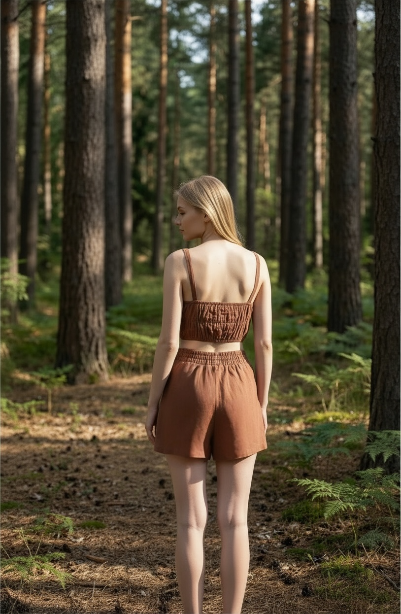 Woodland Ease | Earth Tone Cotton Co-ord Set for Women - Image 3