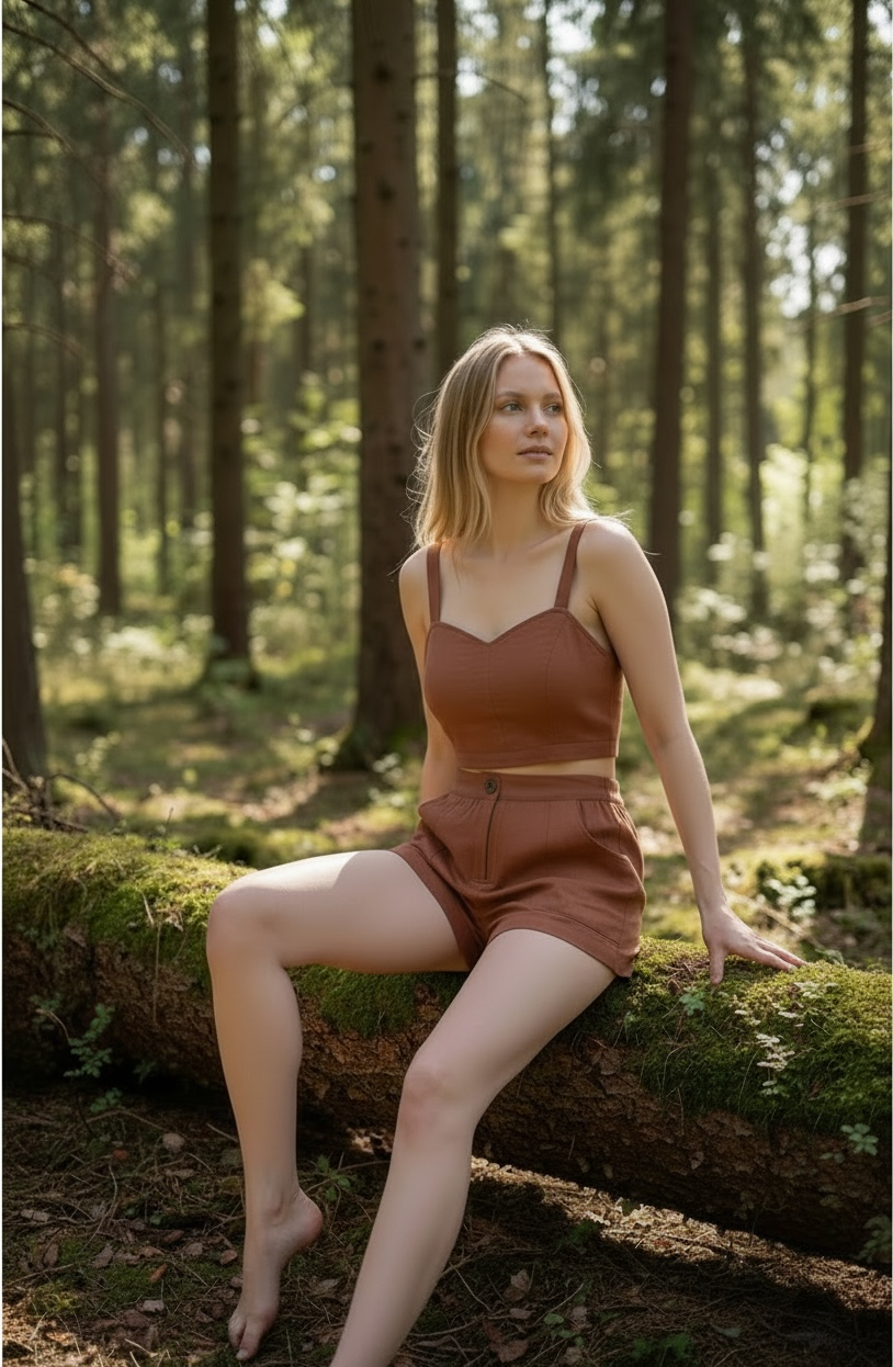 Woodland Ease | Earth Tone Cotton Co-ord Set for Women - Image 5