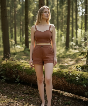 Woodland Ease | Earth Tone Cotton Co-ord Set for Women