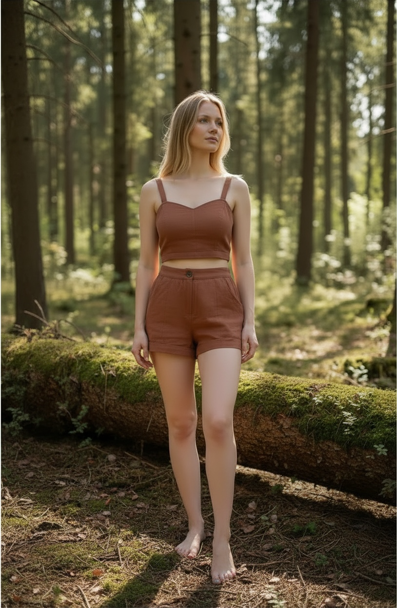 Woodland Ease | Earth Tone Cotton Co-ord Set for Women