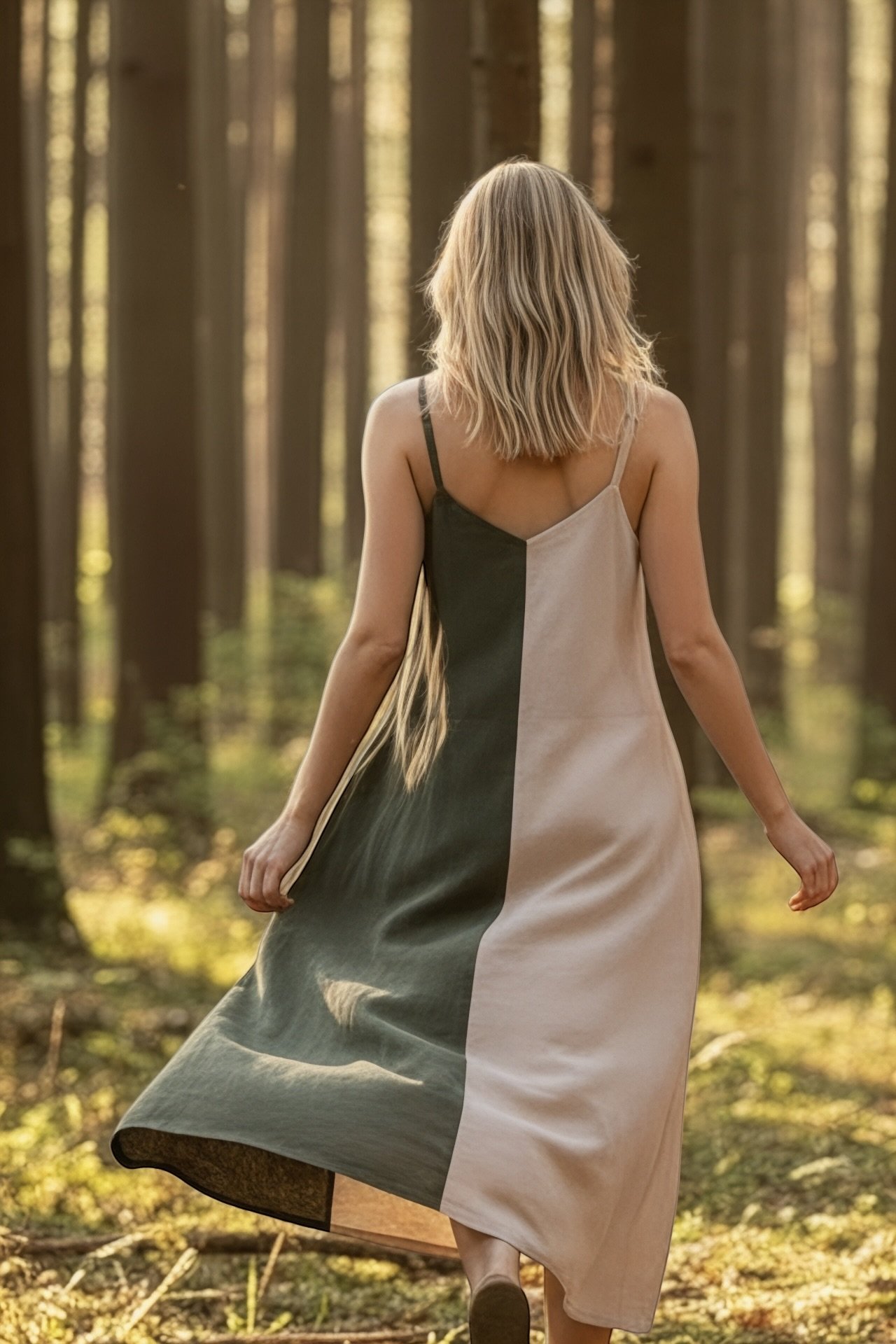 Olive Canopy | Forest Blend Cotton Khadi Dress for Women - Image 4