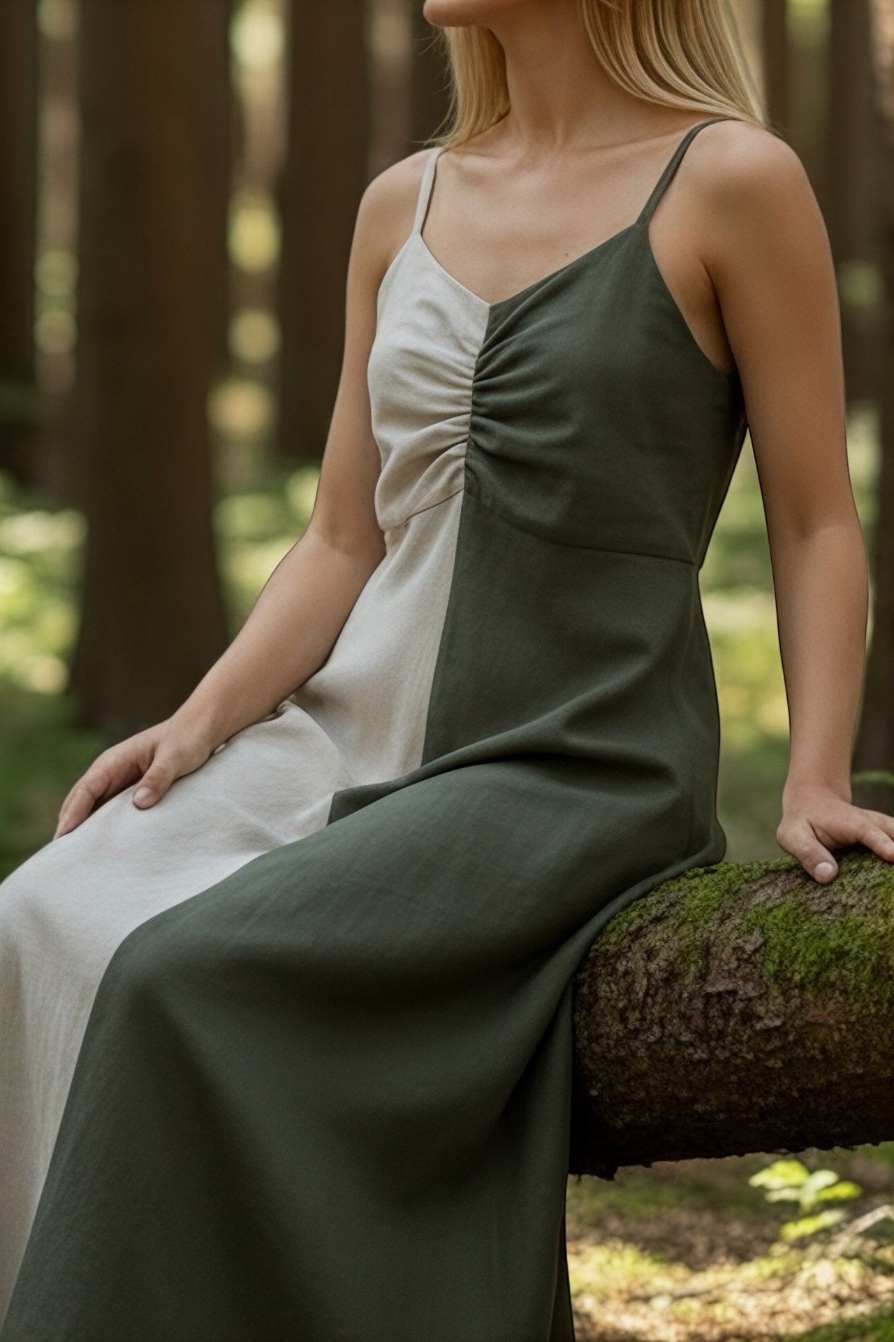 Olive Canopy | Forest Blend Cotton Khadi Dress for Women - Image 3